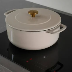 Støpejernsgryte med lokk 24 cm / 3,8 liter, sand