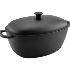 Støpejernsgryte med lokk 6 liter, oval