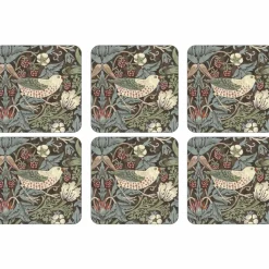 Strawberry Thief Brun Glassunderlag 6-pack