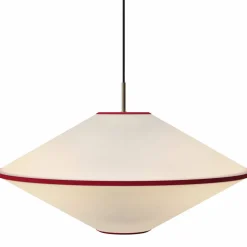 Tafta pendellampe 65 cm, rød/off-white