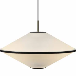 Tafta pendellampe 52 cm, rød/off-white