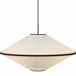 Tafta pendellampe 65 cm, svart/off-white