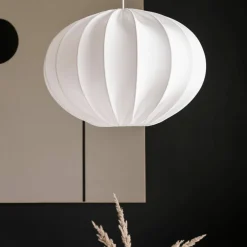 Taklampe, oval kule, 40 cm, hvit