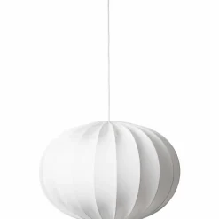 Taklampe, oval kule, 40 cm, hvit