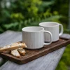Tekopp riflet 9,5 cm, naturhvit
