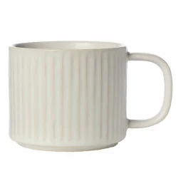 Tekopp riflet 9,5 cm, naturhvit