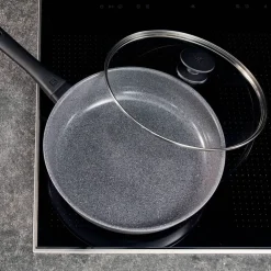 Terreno Plus traktørpanne med glasslokk 28 cm, aluminium