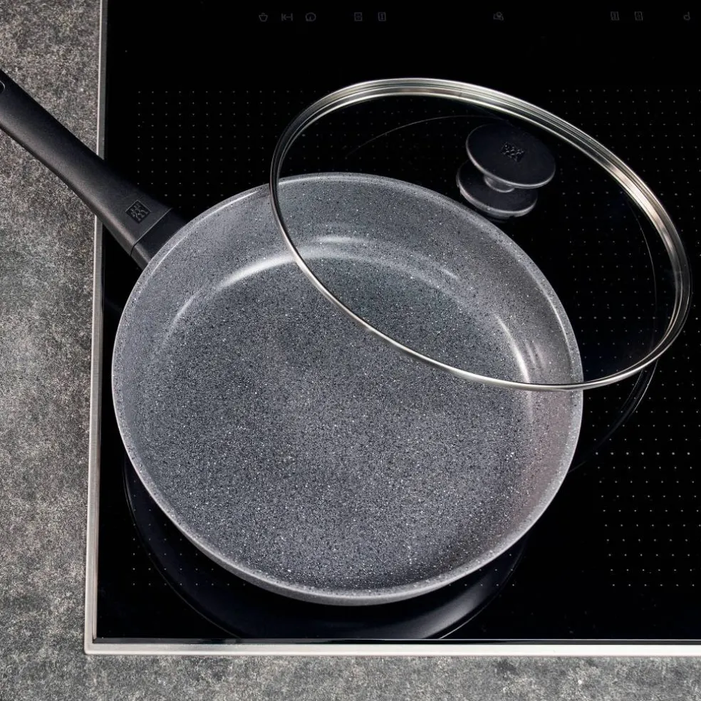 Terreno Plus traktørpanne med glasslokk 28 cm, aluminium