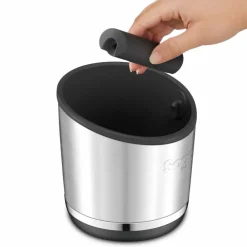 The Knockbox 10™ kaffeboks, brushed silver