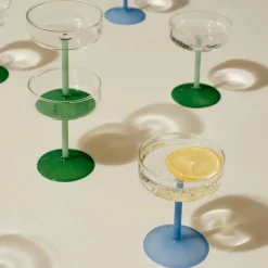 Tint coupéglass 2-pakning, klar/jade/lyseblå