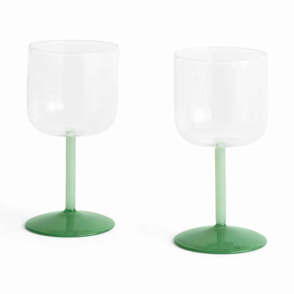 Tint vinglass 2 stk, klar/jade/lysegrønn/mørkegrå