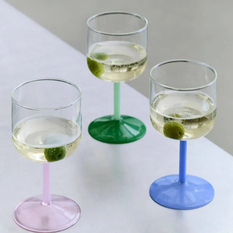 Tint vinglass 2 stk, klar/jade/lysegrønn/mørkegrå