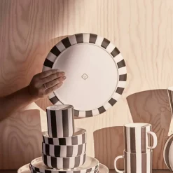 Toppu skål liten Ø13, hvit/svart