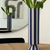 Toppu vase 31 cm, hvit/blå