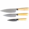 Tradisjonelle Kjøkkenkniver 3 stk, etui av stoff, 9, 13, 16 cm