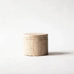 Travertine oppbevaringskrukke 11,5 cm