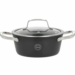 Travo-gryte med glasslokk 2,1 liter 20 cm, svart aluminium