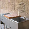 Utekjøkkenpakke B: kullgrill + sidebord + vask, rustfritt stål