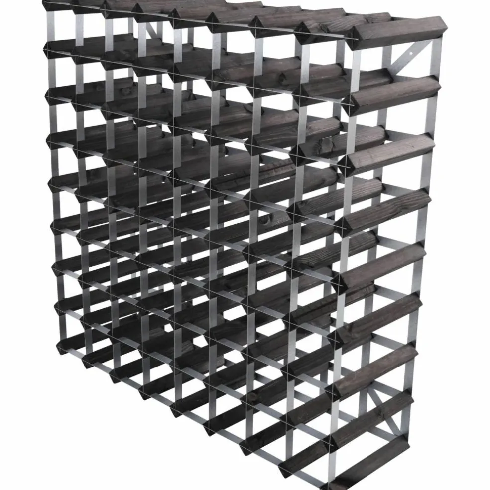 Vinstativ Påbyggingsbart 72 flasker Black Ash