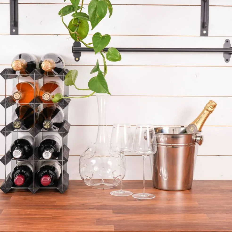Vinstativ Påbyggingsbart 72 flasker Black Ash