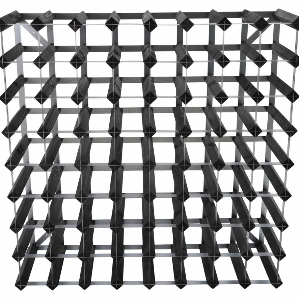 Vinstativ Påbyggingsbart 90 flasker Black Ash