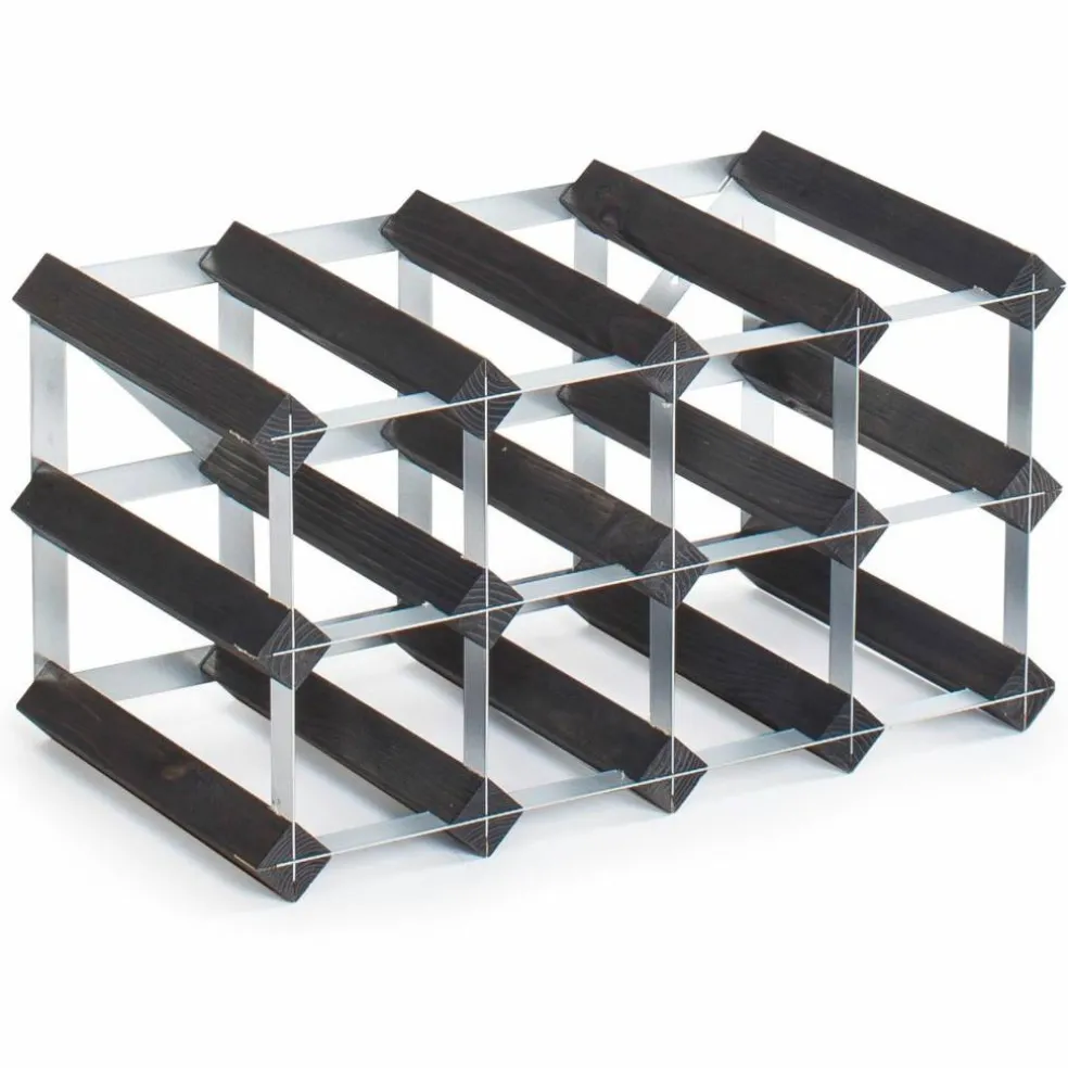 Vinstativ Påbyggingsbart 90 flasker Black Ash