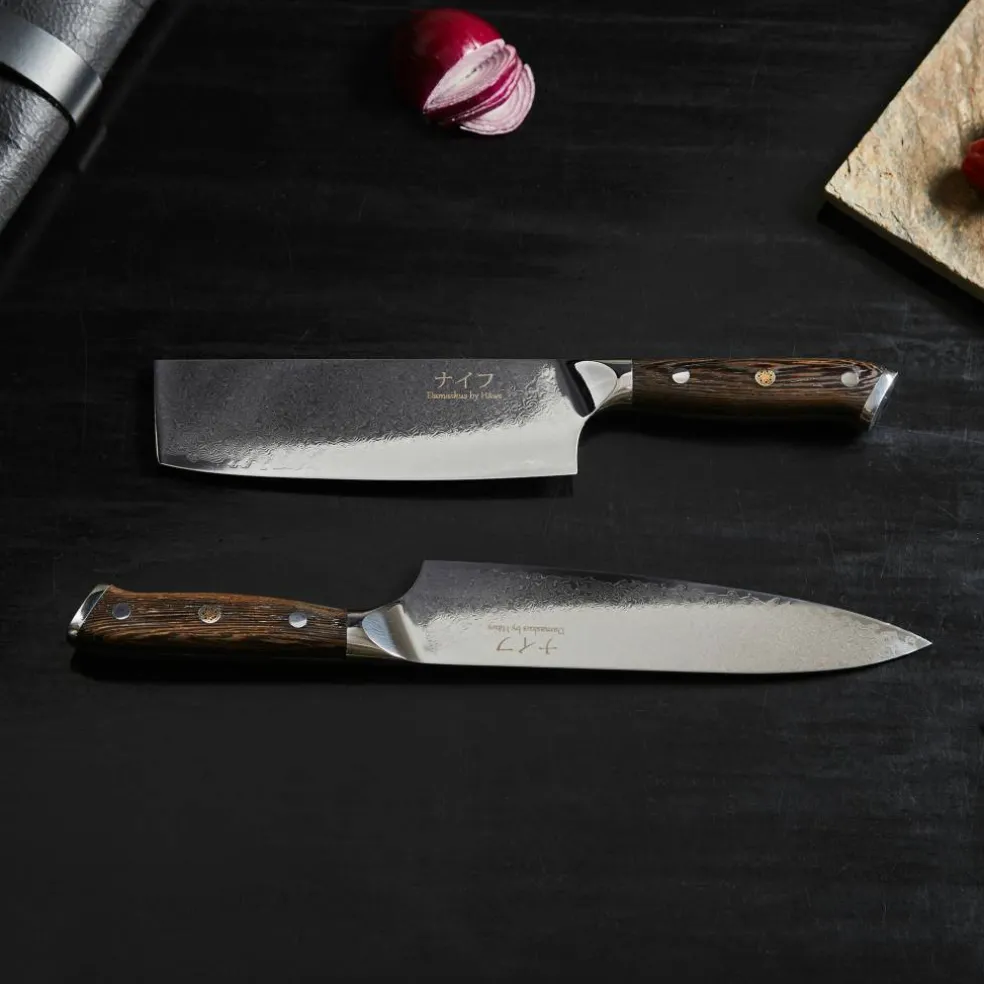 Wengè knivsett 2 deler, kokkekniv 32 cm + grønnsakskniv 30 cm